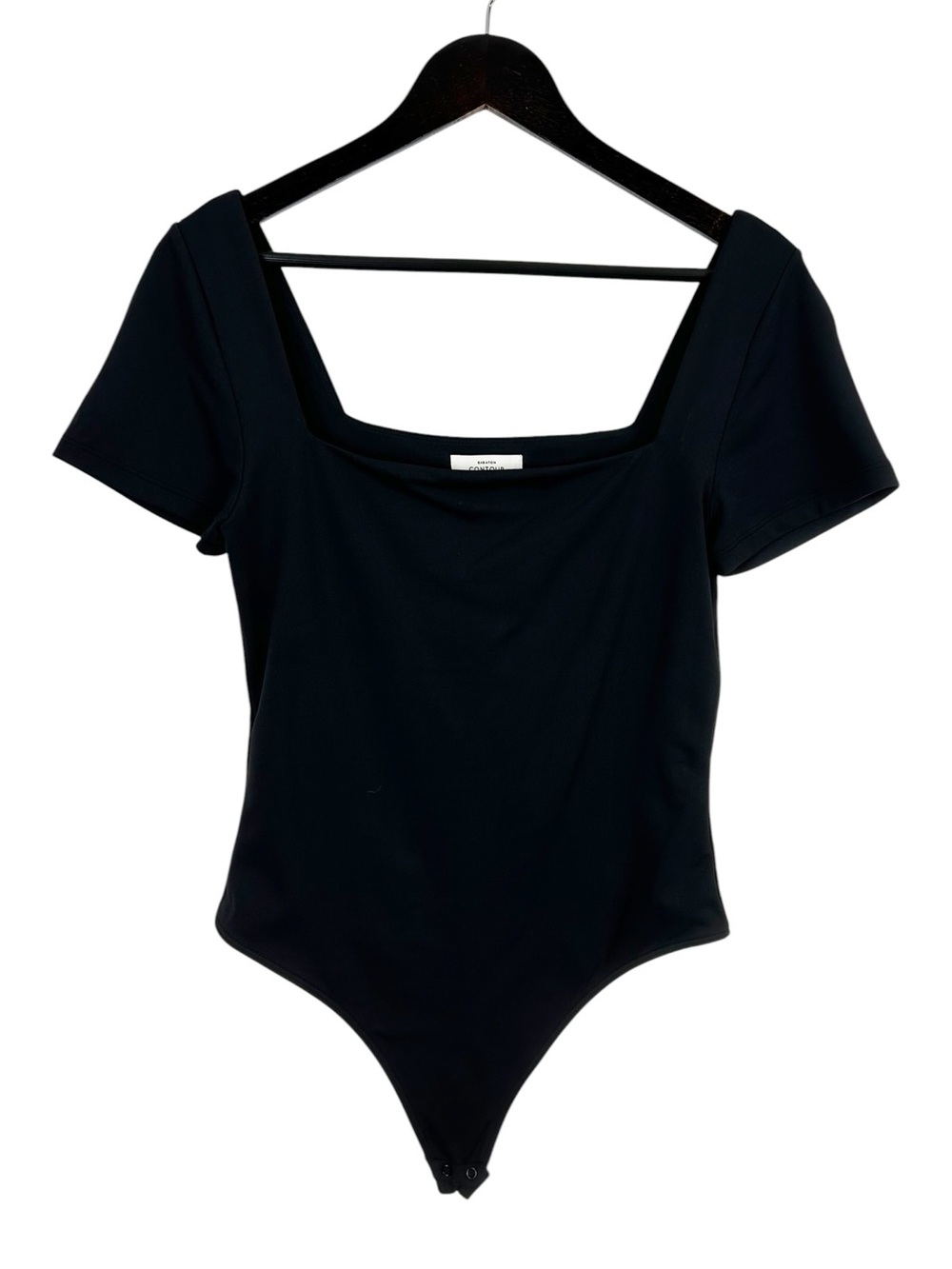 Babaton Contour Black Square-Neck Short Sleeve Bodysuit Size Large